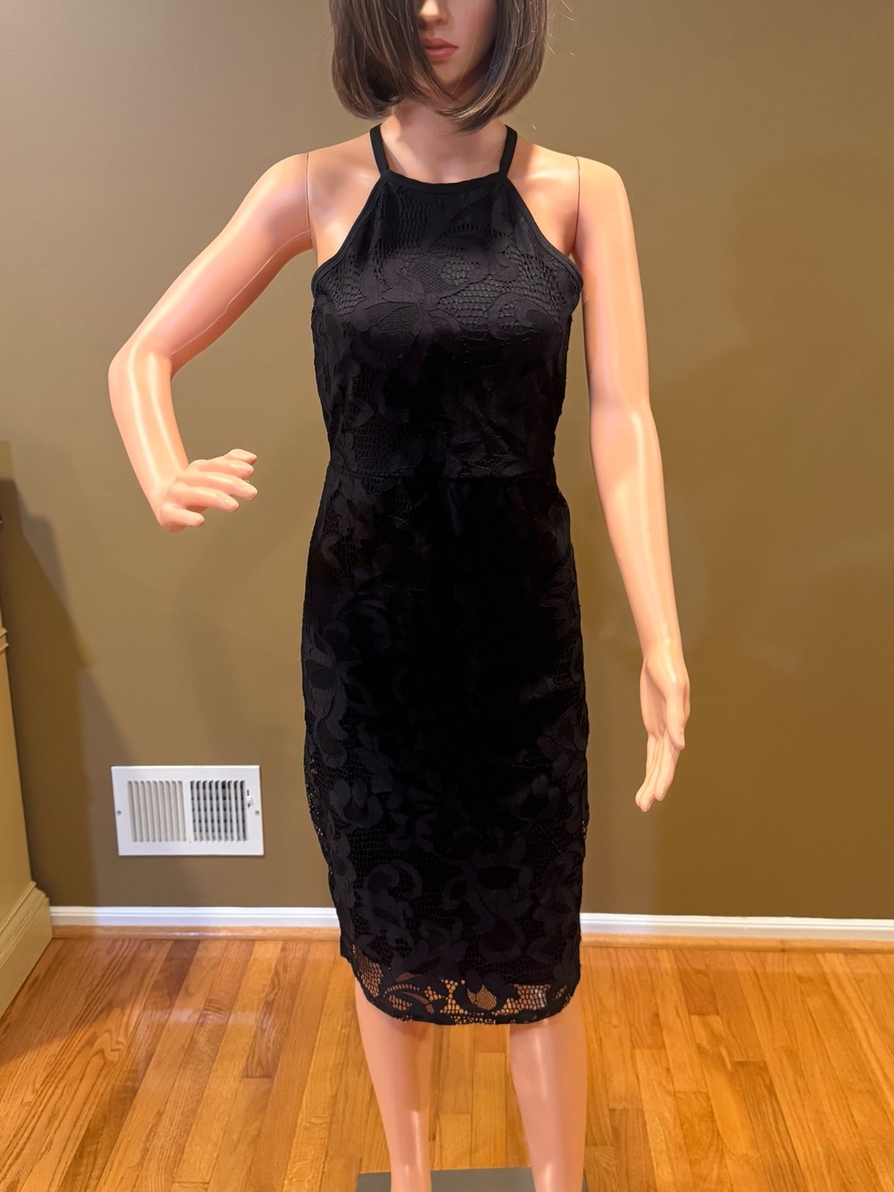 Bar III Black Lace Halter Midi Dress